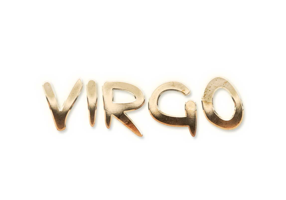zodiac sign word VIRGO golden text typography PNG images free